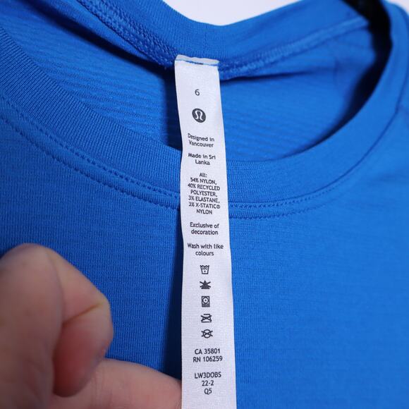 LULULEMON Swiftly Tech Long Sleeve Shirt Blazer Blue Stretch Active Women's 6 - Picture 12 of 12